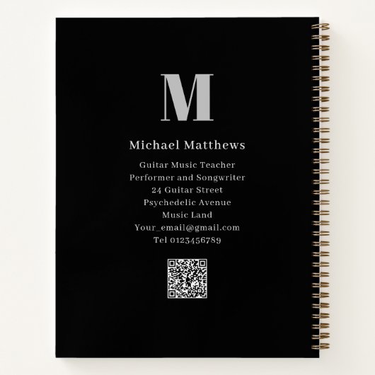Gitaarleraar Custom Student Music Lesson Notitieboek (Achterkant)