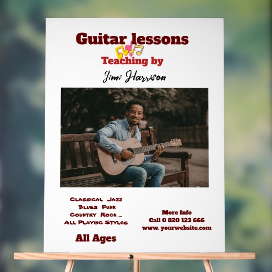 Gitaarleraar Gepersonaliseerd acryl teken Acryl Bord (Neutraal)