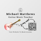 Gitaarleraar Lessen Adverteren QR-code Raamsticker (Vel)