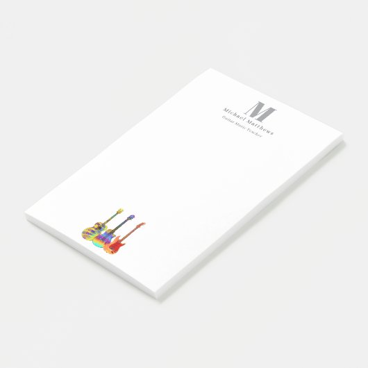 Gitaarleraar Muziek Business Custom Mongram Post-it® Notes (Schuin)
