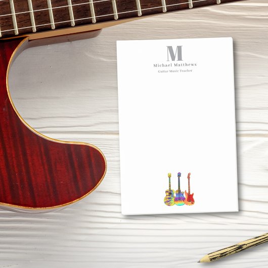Gitaarleraar Muziek Business Custom Mongram Post-it® Notes