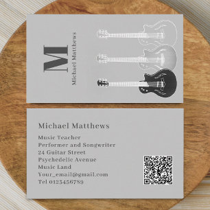 Gitaarleraar Muziek Professional Muzikant QR Code Visitekaartje