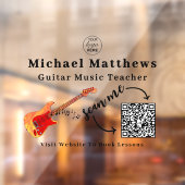 Gitaarleraar Muzieklessen Adverteren QR-code Raamsticker (Vel 2)