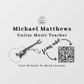 Gitaarleraar Muzieklessen Adverteren QR-code Raamsticker (Vel)