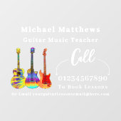 Gitaarleraar muzieklessen Adverteren Raamsticker (Vel)