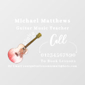 Gitaarleraar muzieklessen Adverteren Raamsticker (Vel)
