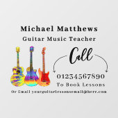 Gitaarleraar Muzieklessen Adverteren Raamsticker (Vel)