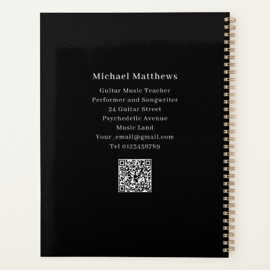 Gitaarleraar muzieklessen QR-code Planner (Achterkant)
