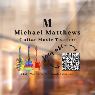 Gitaarleraar Muzieklessen QR Code Raamsticker
