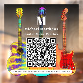 Gitaarleraar Muzieklessen QR-code Raamsticker (Vel 2)