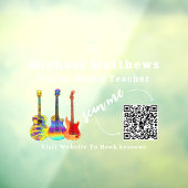 Gitaarleraar muzieklessen QR-code Raamsticker (Vel 3)