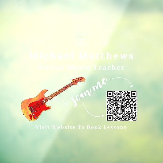 Gitaarleraar Muzieklessen QR-code Raamsticker (Vel 3)