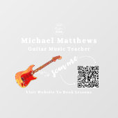 Gitaarleraar muzieklessen QR-code Raamsticker (Vel)