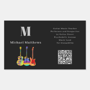 Gitaarleraar muzieklessen QR-code Rechthoekige Sticker