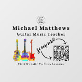 Gitaarleraar Muzieklessen QR-code Ruitsticker Raamsticker (Vel)
