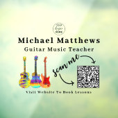 Gitaarleraar Muzieklessen QR Code Venster Cling Raamsticker (Vel 3)