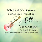 Gitaarleraar Muzieklessen Reclame Raamsticker (Vel 3)