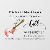 Gitaarleraar Muzieklessen Reclame Raamsticker (Vel)