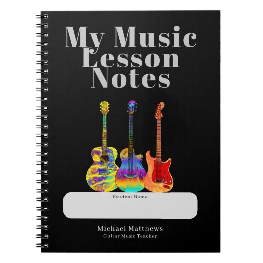 Gitaarleraar Muzieklessen Student Custom Notitieboek (Voorkant)