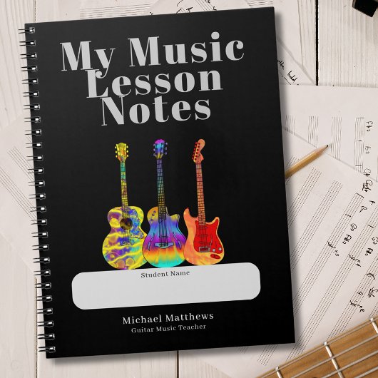 Gitaarleraar Muzieklessen Student Custom Notitieboek