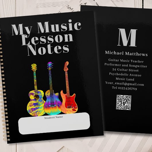 Gitaarleraar Muzieklessen Student Custom Planner