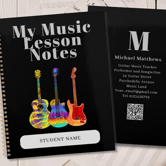 Gitaarleraar Muzieklessen Student Custom Planner