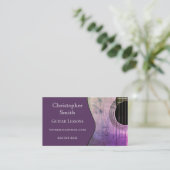 Gitaarleraar Muzieklessen Trendy Modern Paarse Visitekaartje (Staand voorkant)