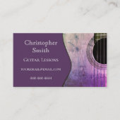 Gitaarleraar Muzieklessen Trendy Modern Paarse Visitekaartje (Voorkant)