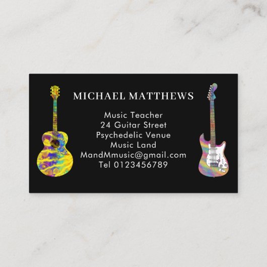 Gitaarleraar Muzikant Monogram Visitekaartje (Achterkant)