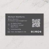 Gitaarleraar QR Code en Social Media Custom Visitekaartje (Achterkant)
