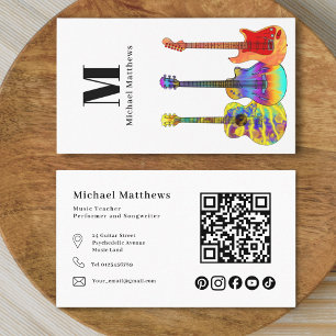 Gitaarleraar QR-code en Social Media Custom Visitekaartje