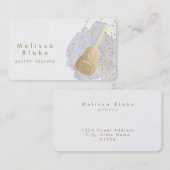 Gitaarlessen Blauwe waterverf Visitekaartje (Voorkant / Achterkant)