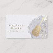 Gitaarlessen Blauwe waterverf Visitekaartje (Voorkant)