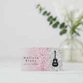 Gitaarlessen faux glitter sprankelend effect visitekaartje (Staand voorkant)