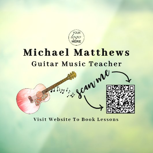 Gitaarlessen Leraar Adverteren QR-code Raamsticker (Vel 3)