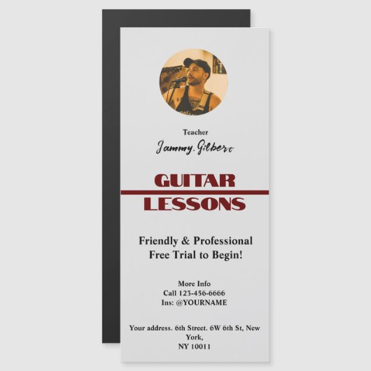 Gitaarlessen Magent Poster (Voorkant / Achterkant)