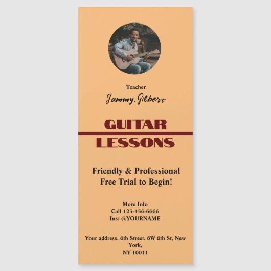 Gitaarlessen Magent Poster (Voorkant)