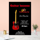 Gitaarlessen Modern Zwart Acryl Teken Grote Maat Acryl Bord (Huwelijk)