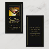 Gitaarlessen Muziekleraar Classic Zwart Kaart Visitekaartje (Voorkant / Achterkant)