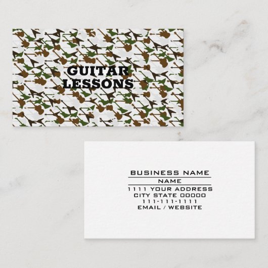 Gitaarlessen Muziekleraar Gitarist Instructeur Visitekaartje (Voorkant / Achterkant)