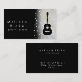 Gitaarlessen Silver Shade Faux Glitter Visitekaartje (Voorkant / Achterkant)