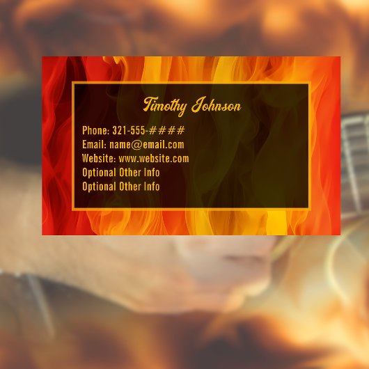 Gitaarlessen Visitekaartje w Hot Flaming Letters