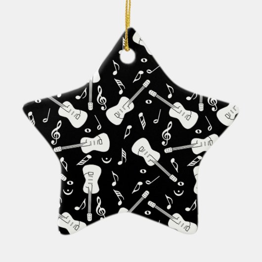 Gitaarlijnen Muzieknoten Keramisch Ornament (Voorkant)
