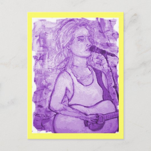 gitaarmeisje briefkaart (Voorkant)