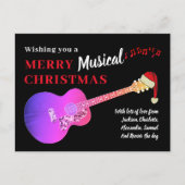Gitaarmusical Merry Christmas Pink Budget Feestdagenkaart (Voorkant)