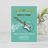 Gitaarmuziek bruiloft save the date (Staand voorkant)