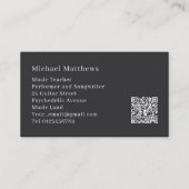 Gitaarmuziekdocent Aangepaste QR-code Visitekaartje (Achterkant)