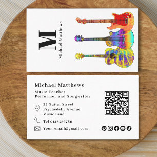 Gitaarmuziekdocent QR Code Social Media Custom Visitekaartje