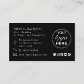 Gitaarmuziekleraar Custom Logo en Social Media Visitekaartje (Achterkant)