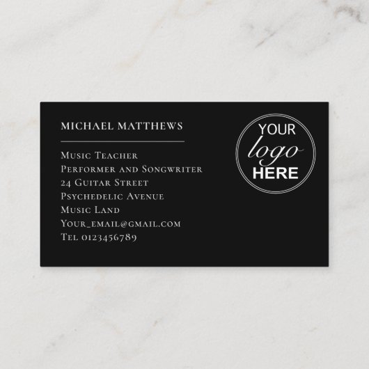 Gitaarmuziekleraar Custom Logo Visitekaartje (Achterkant)